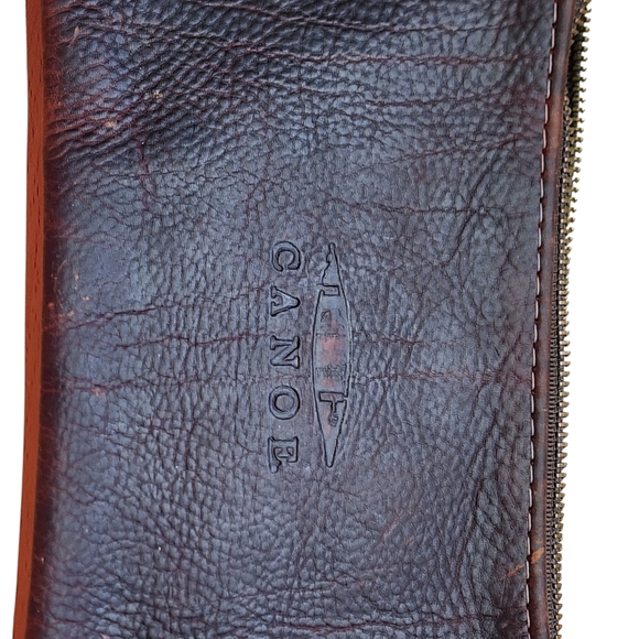 Canoe Leather Wristlet Clutch  Tan Brown Gold Zip Western Cowgirl 10"X4.5" NWT - Picture 3 of 5